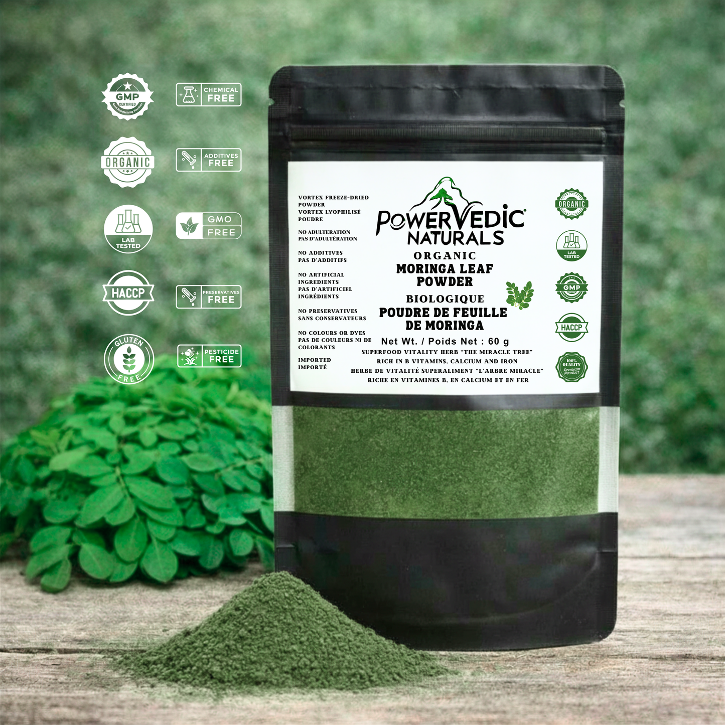Freeze-Dried Organic Moringa leaf Powder