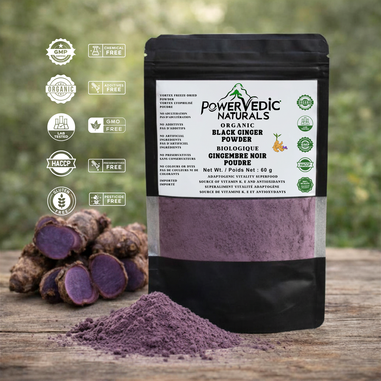 Freeze-Dried Organic Black Ginger Powder